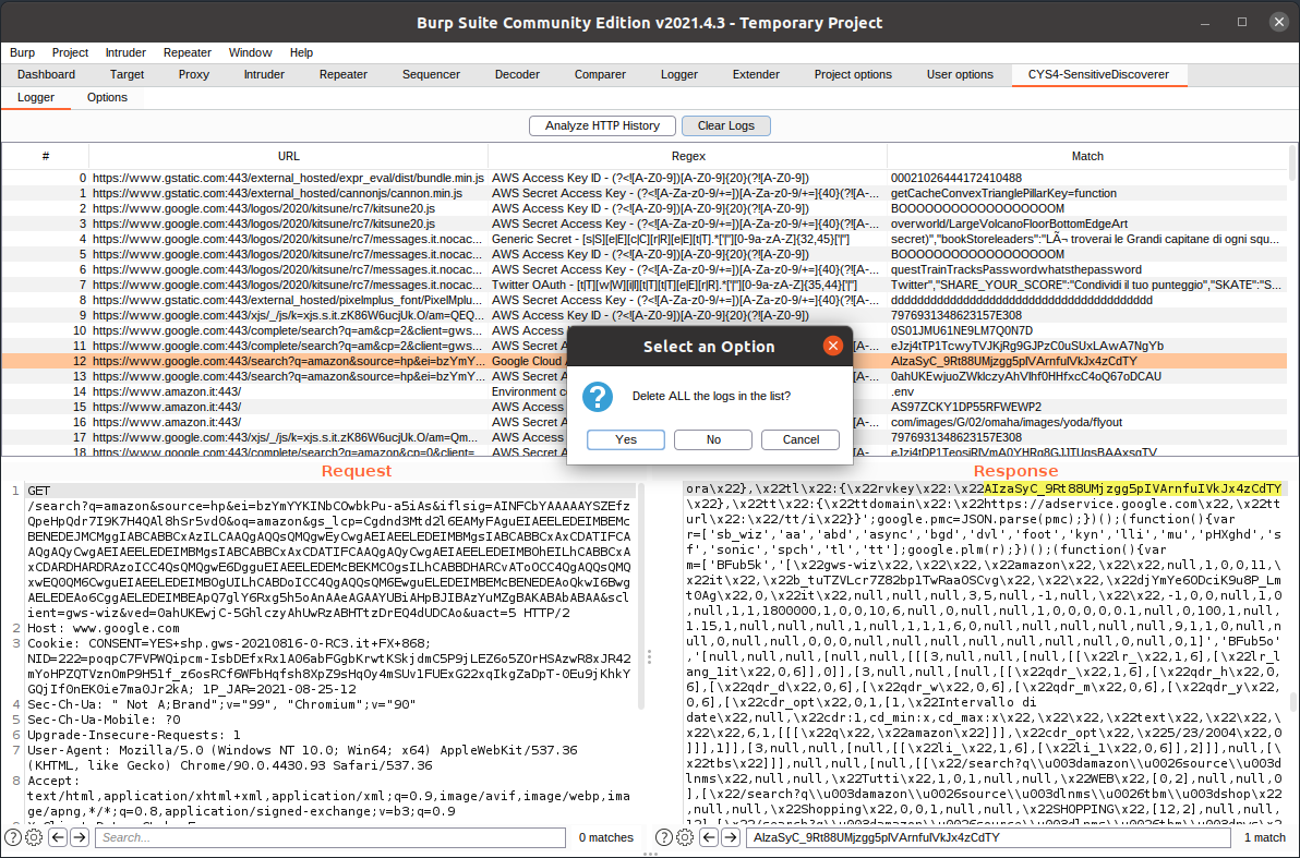 Example of Clear Logs