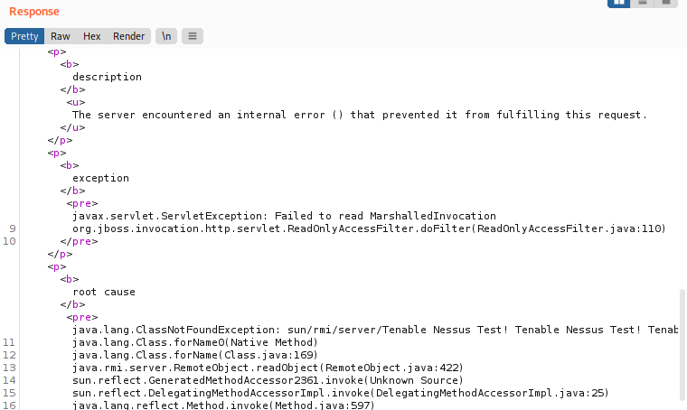 Request sent by Nessus to trigger RCE vulnerability