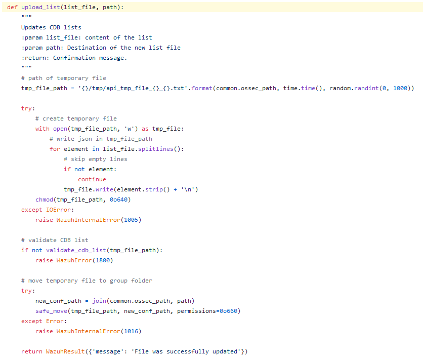 the upload_list function
