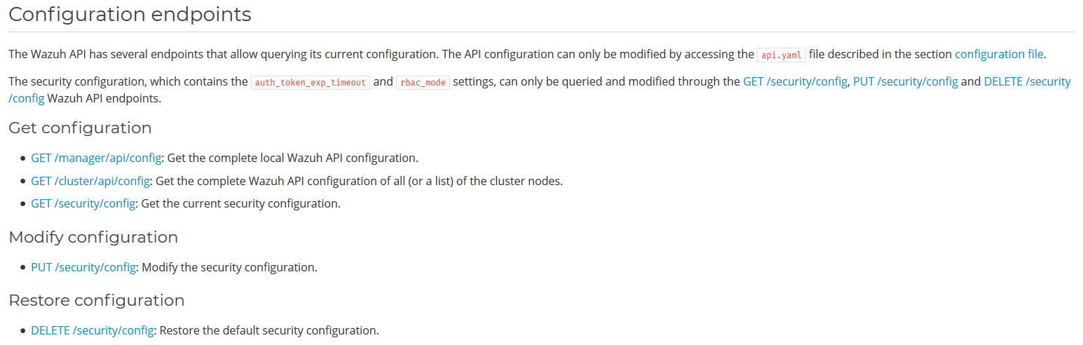 updating the API configuration