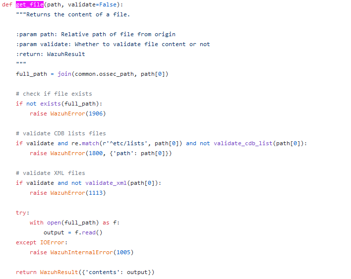 Code behind the get_files API